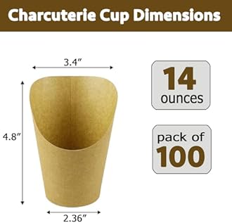 CAMKYDE 100 Pcs French Fries Holder, 14oz Disposable Paper French Fry Cups Charcuterie Cups for all Occasions (14oz, Brown)