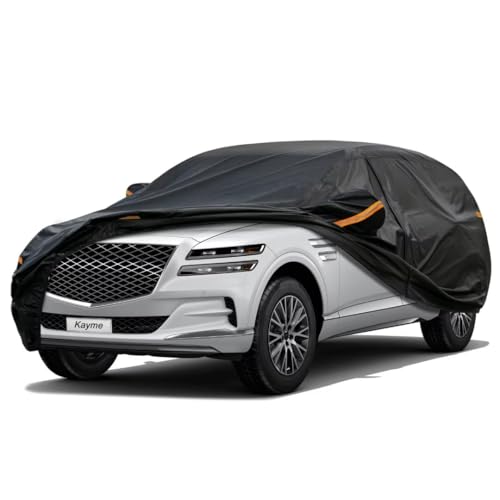 Kayme SUV Car Cover Fit for Genesis GV80 (2021-2025) Automobiles All Weather Waterproof, Outdoor Cover Sun Rain Protection, with Lock and Zipper Door.