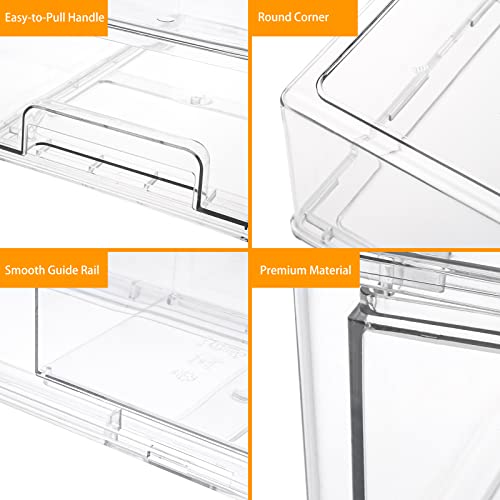 Moretoes Fridge Drawers 3 Pack Clear Stackable Pull Out Refrigerator Organizer Bins, Fridge Organizer And Storage Clear, Bpa-Free Plastic Pantry Storage Bins For Fruits, Vegetable, Food, Drinks #TOP2