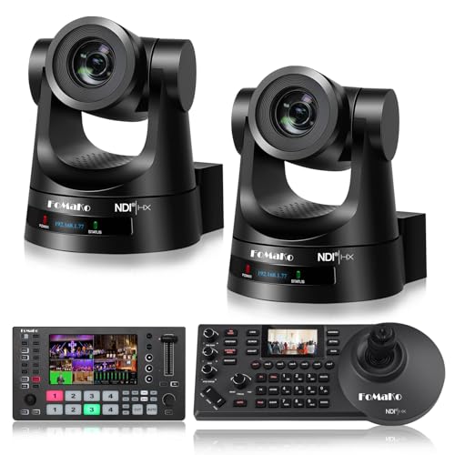 FoMaKo NDI PTZ Camera Kit with Video Mixer & Controller