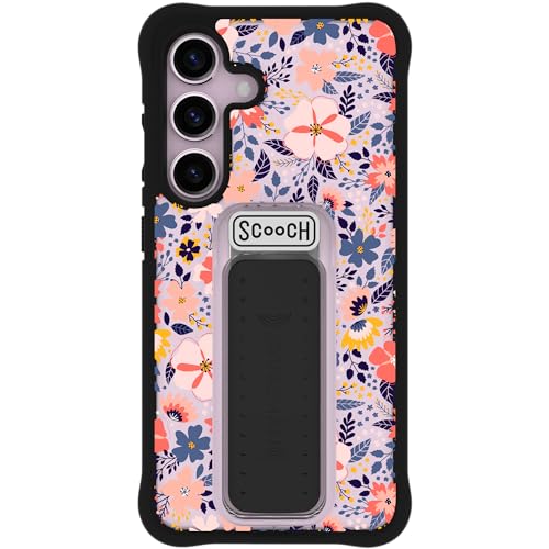 Scooch for Samsung Galaxy S24 Case with Stand [Wingman] 5-in-1 Kickstand Case, 10-Foot Military Grade Drop Protection, Pop-Out Kickstand, Phone Grip, Car Mount, Wildflowers