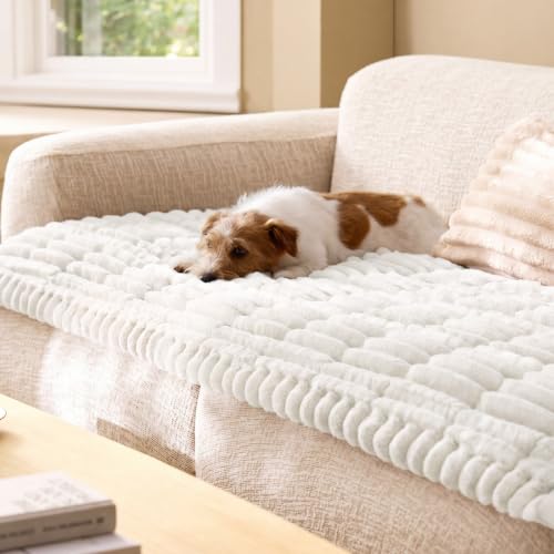 Bedsure Comfyfleece® Sofa Cover, Couch Covers for Dogs, 27.6 x 59 White - image 1