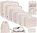 BAGAIL 10 Set Packing Cubes Various Sizes Packing Organizer for Travel Accessories Luggage Carry On Suitcase-Cream