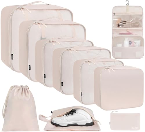BAGAIL 10 Set Packing Cubes Various Sizes Packing Organizer for Travel Accessories Luggage Carry On...