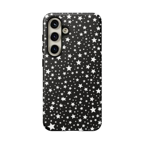 Coque rigide mate Samsung S24 étoiles blanches résistant aux traces