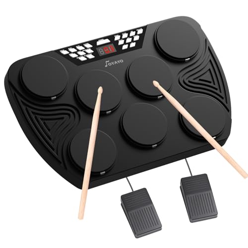 OYAYO 電子ドラムパッド 7パッド 持ち運び可能 充電式ドラムキット ベロシティ感知ドラムパッド USB-MIDI対応 Mac・PC対応 初心者 日本語説明書付き (TD01)