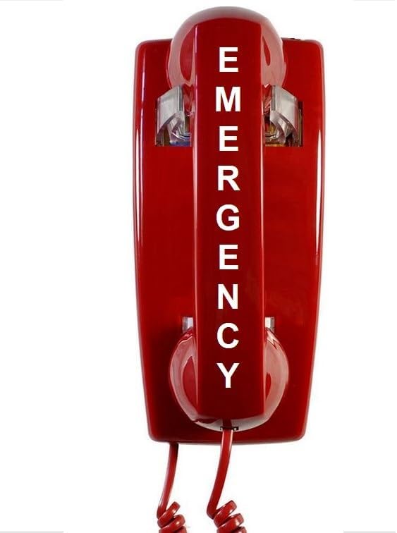 Emergency Wall Telephone Pre-programmed to Auto Dial 911 - RED