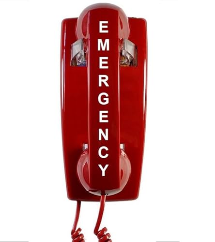 Emergency Wall Telephone Pre-programmed to Auto Dial 911 - RED