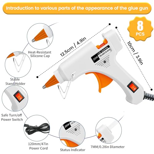 Hot Glue Gun Kit with 40 Glue Sticks and Anti-Scalding Nozzles, 8 Pack Fast Preheating Mini Hot Melt Gun Set for Crafts, DIY Arts, Class Projects, School, Home Repairs - Multicolors - Image 2