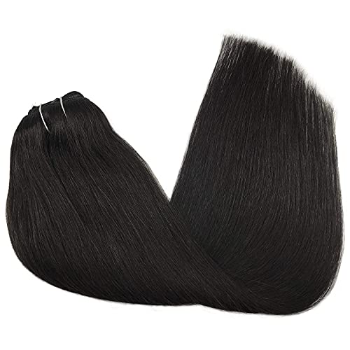 Goo Goo Clip In Human Hair Natural Black #1B 7Pcs 120G 16 Inch Remy Clip On Straight Real Hair Extensions #TOP1
