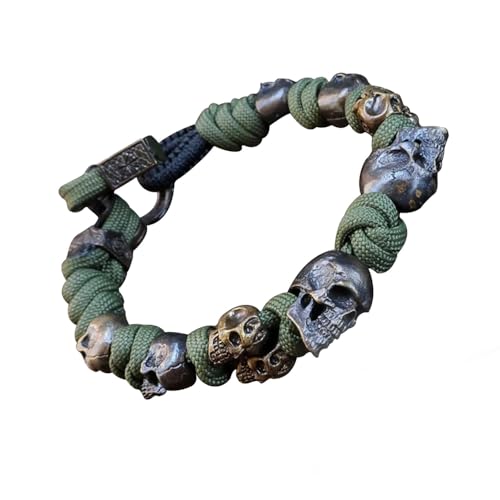 The Skull Army Paracord Bracelet, Men's Vintage Skeleton Paracord Woven Bracelet Gothic Skeleton Adjustable Braided Handstring