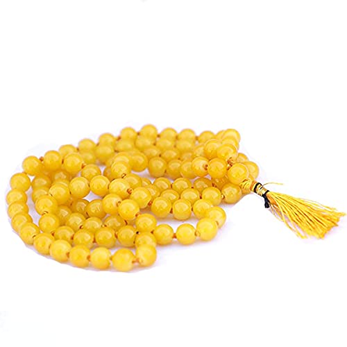 Mala Hakik jaune d'exception en agate véritable 108 perles - 2