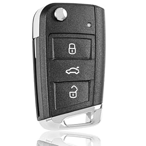 FINTERRY Remote Control Pilot Car Key Case Shell Fob Cover Flip Folding Key Replacement Compatible with Volkswagen Golf Mk7 Polo Tiguan Touran Skoda Fabia Octavia Superb Seat Leon 3 Buttons