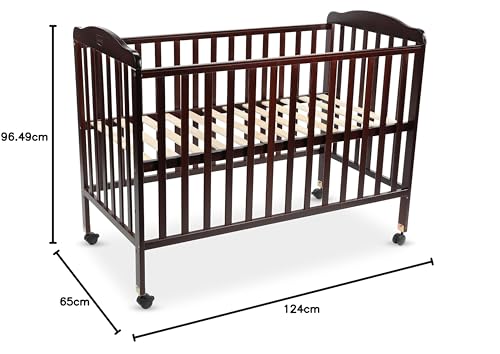 Image of LuvLap C - 60 Baby Wooden Cot, New Zealand Pinewood Furniture, for New Born to 24 Months, Without Mattress (Cherry Red)