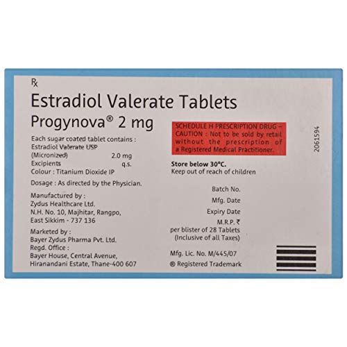 Image of Progynova 2mg - Strip of 28 Tablets