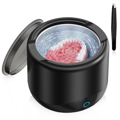 Limpador de retentor ultrassônico para aparelhos dentários: vibrações sônicas limpam seu protetor no