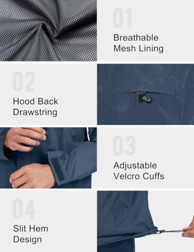 Image of Little Donkey Andy Men's Waterproof Rain Jacket Outdoor Raincoat for Hiking