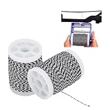 NBEADS Cinta de Cuadros de 240 yarda/220 m, Hilo de Servicio de Cuerda de Arco de Plástico Duradero de 0.2mm para Atado de Arco Recurvo Compuesto Punto de Mira de Mirilla, En Blanco Y Negro