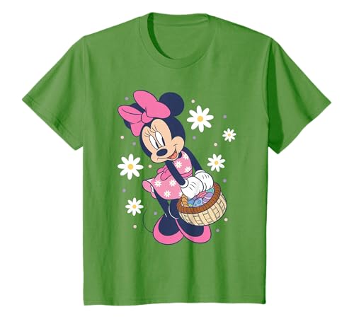 Disney Minnie Mouse Easter Basket Cute Floral Big Chest Logo T-Shirt