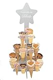Ice cream cone holder fits 24 Multi-Size Cones - Clear Acrylic waffle cone holder - 3-tier 25.5' h x 11' w x 11' d - Ice Cream Holder - Modern Star Topper Ice Cream Cone Holder Stand
