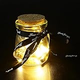 OSALADI Flaschenpost Wunschflasche mit LED Licht Kleiner Glasflasche mit 52 Schwarzen Kapseln Selbstgemacht Botschaftskapseln Geschenkset für Liebe und Persönliche Zufällige Farbe