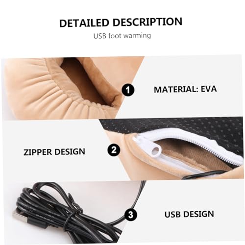 Veemoon 1Pc Rechargeable Foot Warmer Shoes Plush Heating Artifact for Home Use Compact Design Promotes Blood Flow Comfortable Foot Heater for Winter