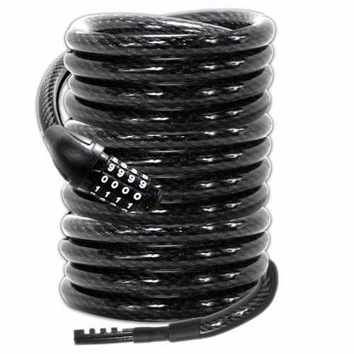 Lumintrail Extra Long Coiled Bike Cable Lock 3/8 Inch 30ft (4, 6, 10, 15, 30ft), Weatherproof Locks for Kayak, Bike, Scooter, Outdoor Equipment, Resettable Combination Lock Anti Theft Protection by Lumintrail - Used condition - US$28.67