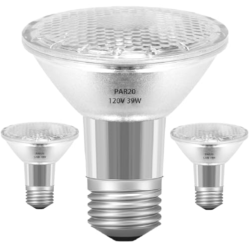 PAR20 39W 120V Floodlight Bulbs, 2 Pack PAR20 39 Watt ECO Halogen Light Bulbs E26 120V Reflector Dmimable Warm White 2800K for Track Lighting & Hood Range Light Bulbs, 4-in Recessed Can