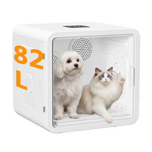 MMGOPET 82L Large Capacity Quiet Pet Dryer Box– App-Controlled Cat & Small Dog Grooming with 360° Dual Fans, Negative Ion Fur Care, Fast Safe Drying, 25-40°C Temp Control