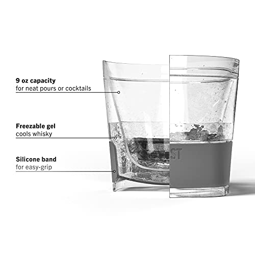 Image of Host Freeze Cooling cup, Old Fashioned Glass with Silicone band for Bourbon, Scotch, and Whiskey, whisky gifts for men, Set of 1, Smoke