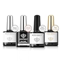 Modelones Base und Top Coat Set mit Primer für Gelnägel Dehydrator für Nägel 10ML, Gel Nagellack No Wipe Soak Off UV Nagellack Unterlack & Überlack für Gelnägel Nail Art Maniküre Geschenke für Frauen