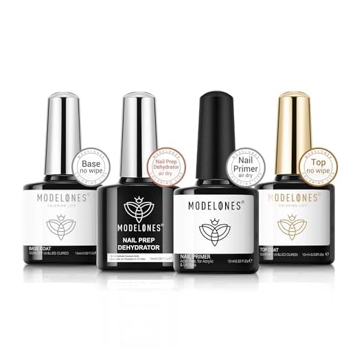 Modelones Base und Top Coat Set mit Primer für Gelnägel Dehydrator für Nägel 10ML, Gel Nagellack No Wipe Soak Off UV Nagellack Unterlack & Überlack für Gelnägel Nail Art Maniküre