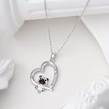 HUKKUN Mops Kette Silber 925 Mops Anhänger Halskette Mops Mops-Schmuck Hunde Mops Geschenke Damen