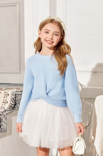 Image of Arshiner Girl's Sweaters Kids Twist Front Cute Pullover Knitted Jumper Fall Winter Clothes