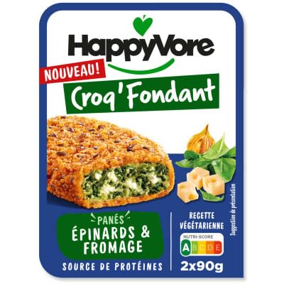 Happyvore Croq'Fondant Panés Epinards & Fromage 180g