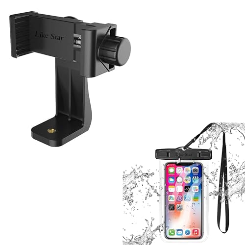 Like Star Tripod Mount Adapter 360-Degree Cell Phone Holder with Adjustable Clamp Phone for Smartphones & All Types of Tripods with 1/4 Screw & (Mobile Water Pouch) (B0D4DWKZQ7) Amazon Price History, Amazon Price Tracker