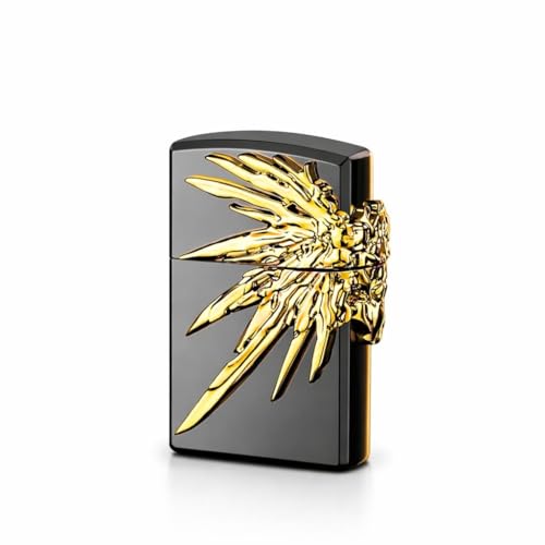 Image of Jpack Premium Angel Wings Jet Flame Lighter - Windproof, Refillable Butane Lighter with Adjustable Flame Slim Design Pocket Lighter (Black)