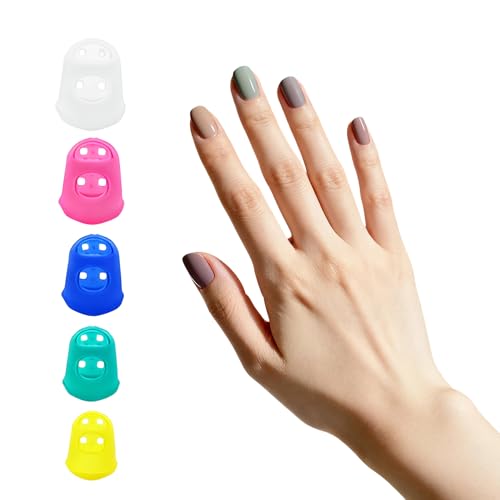 WAKALALA 50Pcs Silicone Finger Protectors - 5 Colors 5 Sizes (XS-XL) Breathable Anti-Slip Finger Cots for Piano, Typing, Crochet & Crafts - Comfortable Fingertip Grips