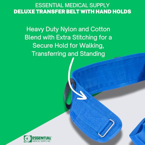 image for Essential Medical Supply Deluxe Padded Transfer and Gait Belt with Han