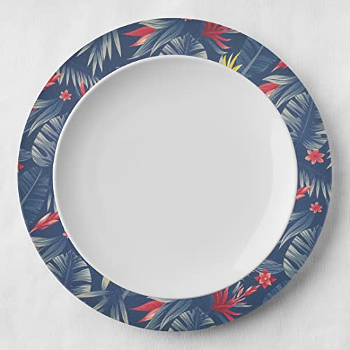 Platos Cargadores Acrílicos con Diseño de Hojas Tropicales, Set de 4 miniatura 3