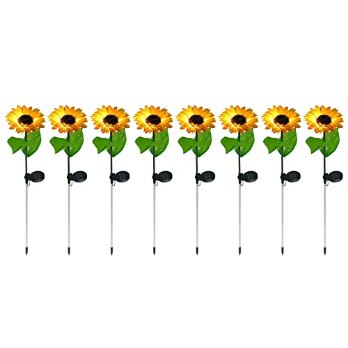 Sunflower Solar Lights, Blueguan 8 Pack Solar Sunflowers Outdoor Garden Lights Waterproof Ip65, Durable Rechargeable Solar Sunflower Lights Decorative For Lawn Yard, Christmas Patio Pathway Décor #TOP1