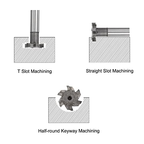 Image of uxcell T-Slot Milling Cutters, 5mm Depth 25mm Cutting Dia 12mm Shank Tungsten Carbide Tip 6 Flutes T Slot End Mill for Stainless Steel Copper Aluminum