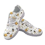 JUDENTIDOS Bee Daisy Shoes for Women Road Running Athletic Walking Tennis Sneakers Beach Shoes