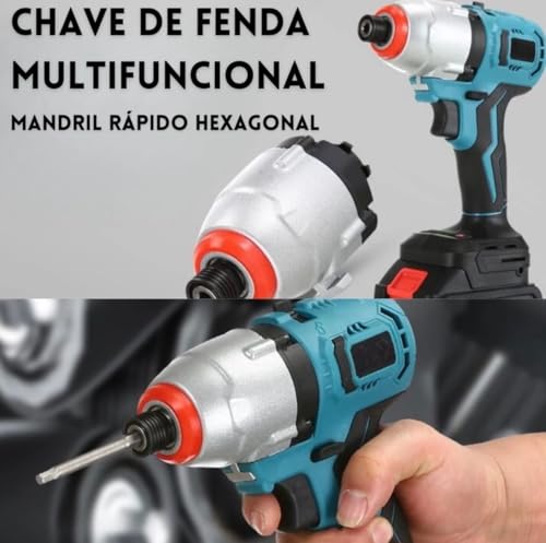 Kit Multifuncional 8 em 1 Furadeira Parafusadeira Serra Lixadeira Motosserra Cerra alternativa Chave