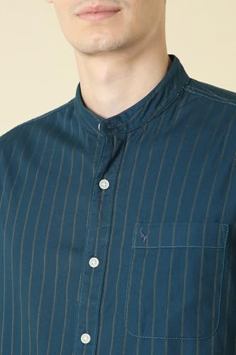 Image of Allen Solly Men's Casual Mandarin Collar Shirt | Regular Fit | Contemporary Design | Smart Casual Wear