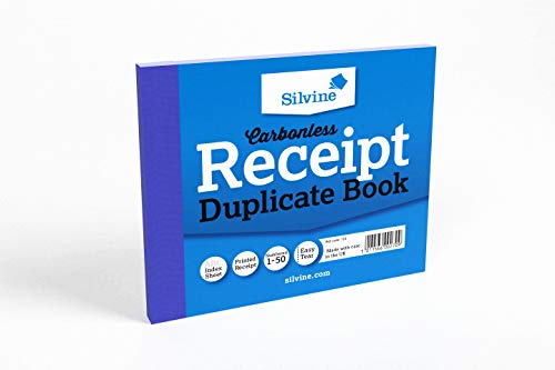 Silvine 5x4 Carbonless Duplicate Receipt Book - Numbered 1-50 with Index Sheet