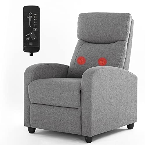 Zunmos Living Room Chair Recliner Chair For Bedroom Massage Recliner Sofa Chair Home Theater Seating Recliner Fabric, Grey #TOP19