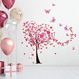 48.4x33.8 Inch Valentine's Day Red Heart Tree Wall Decal Love Wall Stickers Heart Stickers for Valentines Party Decorations, Wedding, Anniversary Decor