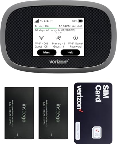 Verizon Wireless Jetpack Inseego MiFi 8800L | Free VPN Mobile Hotspot for Travel | 4G Mobile Portable WiFi | Unlocked Globally | Near 5G Speed up to 1200 Mbps | EVDO-LINK Bundle