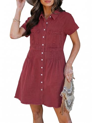 GRAPENT Spring Dresses for Women 2026 Short Summer Jean Dress